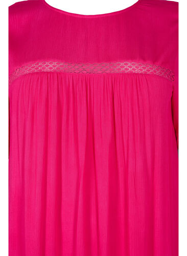 Viskose-Kleid mit Spitzenband., Bright Rose, Packshot image number 2