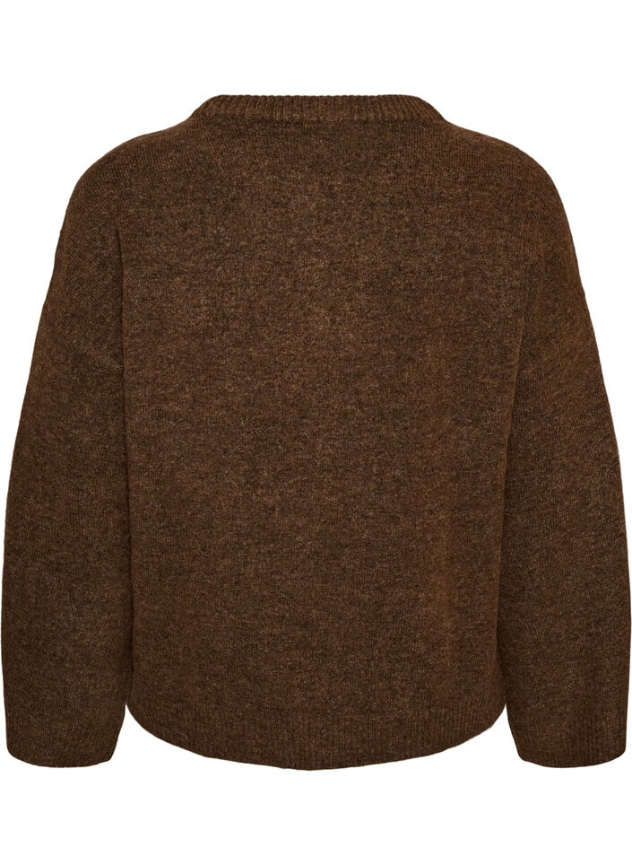 Locker gestrickte Bluse mit Alpaka und Wolle, Braun, Packshot image number 1