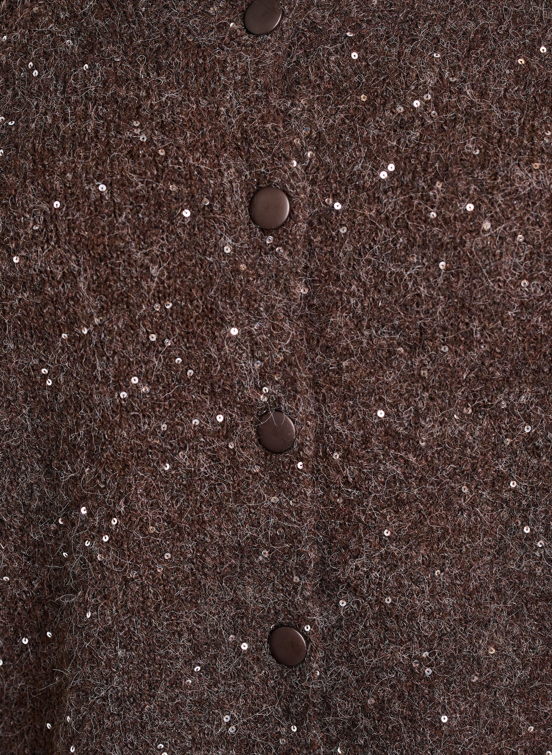 Zizzi Strickjacke mit Pailletten, Braun, Packshot image number 2