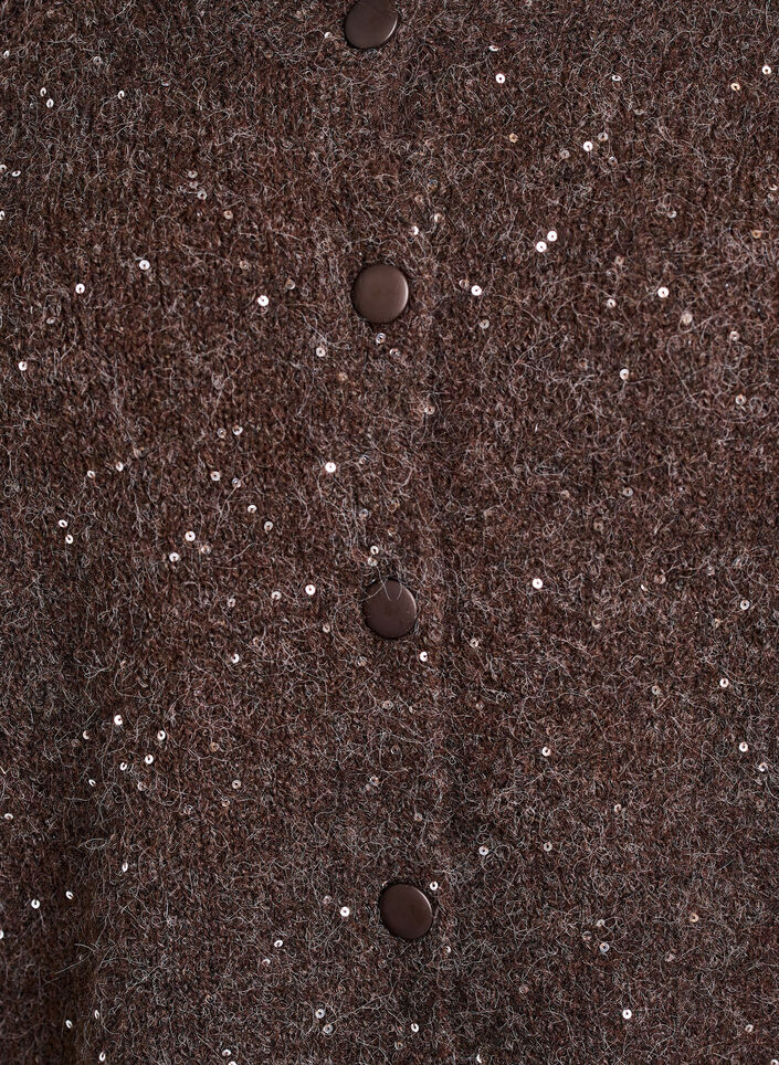 Strickjacke mit Pailletten, Braun, Packshot image number 2