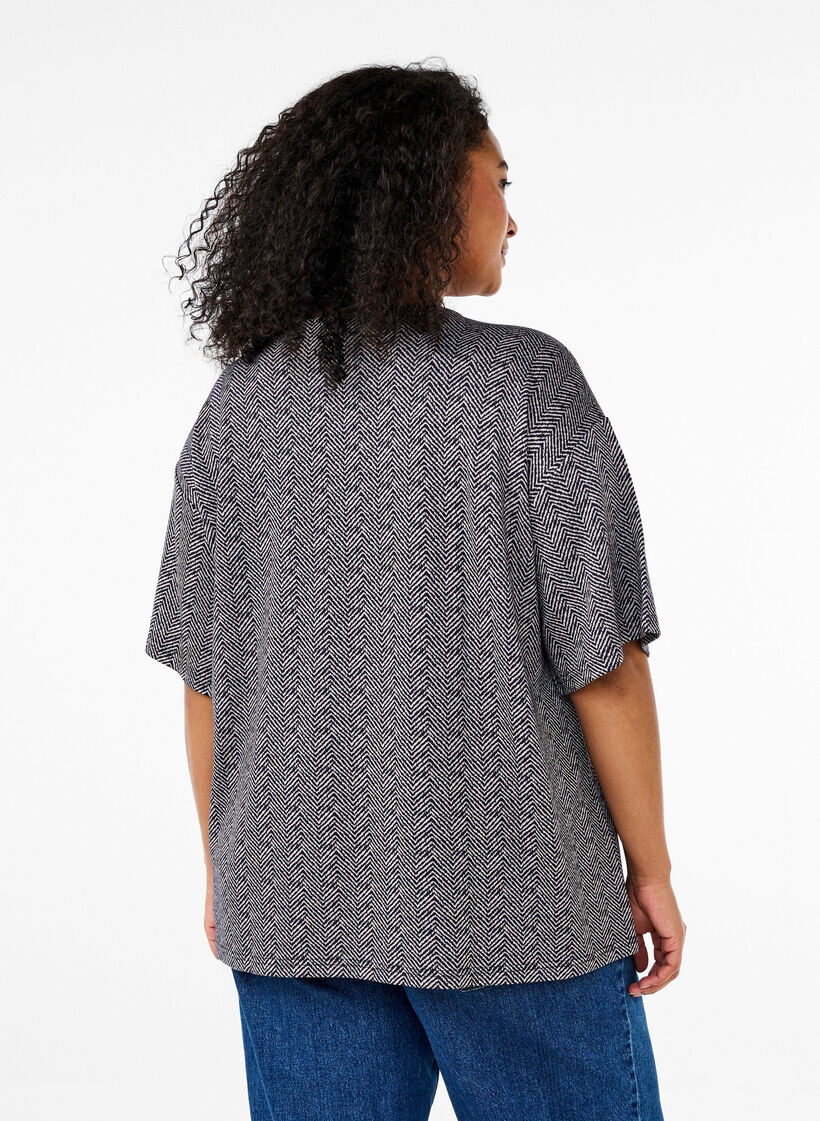 Oversize-Bluse mit Muster, Blau, Model image number 2