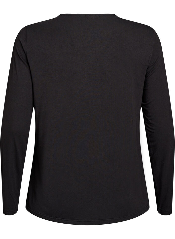 Einfarbige Bluse mit langen &Auml;rmeln, Schwarz, Packshot image number 1