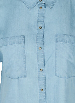 Hemdbluse mit kurzen Ärmeln und Brusttaschen, Light blue denim, Packshot image number 2