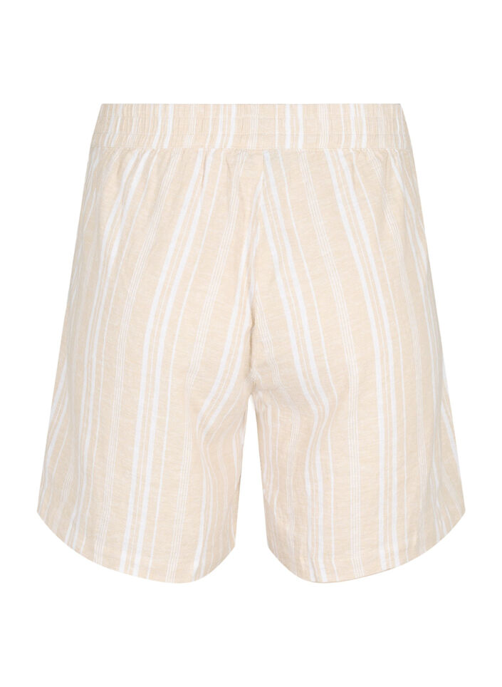 Gestreifte kurze Hose aus einer Leinen-Viskose-Mischung, Beige, Packshot image number 1