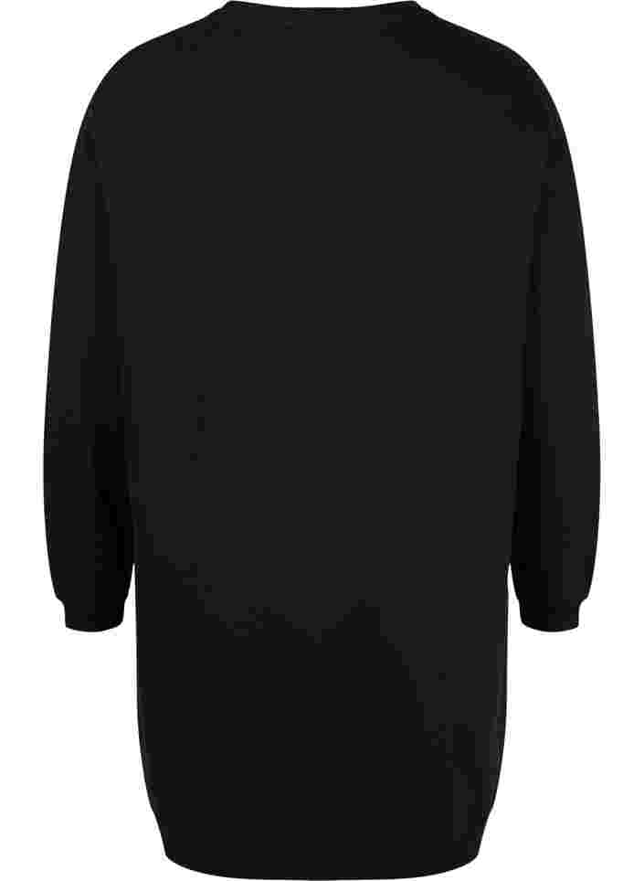 Sweat-Tunika aus Baumwolle mit Kordelzug, Black, Packshot image number 1
