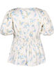 Geblümte Satin-Bluse mit Puffärmeln, Off White Blue Fl., Packshot image number 1