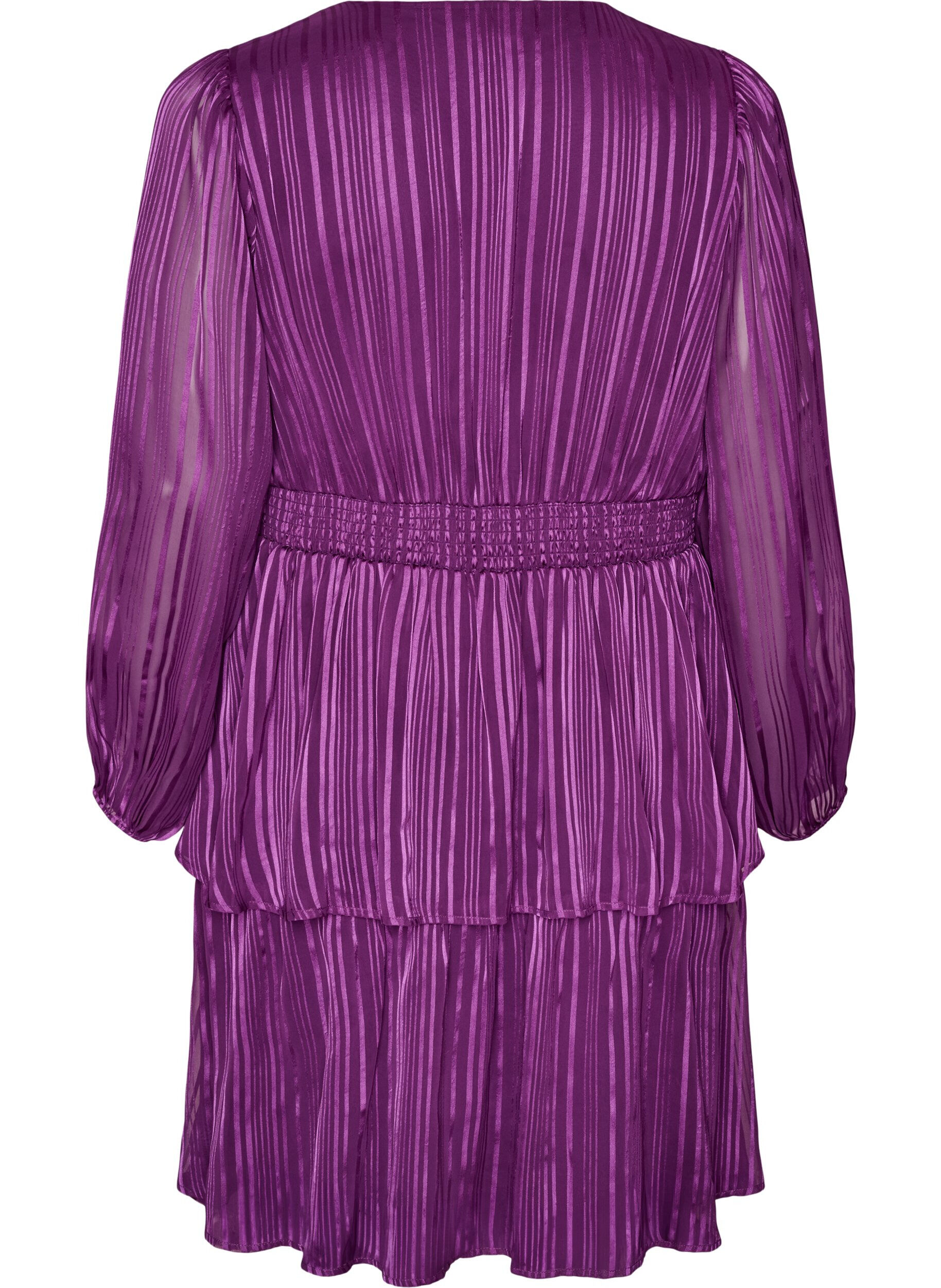 ZizziKnielanges Kleid mit transparenten Streifen und Wickeleffekt, Lila, Packshot image number 1