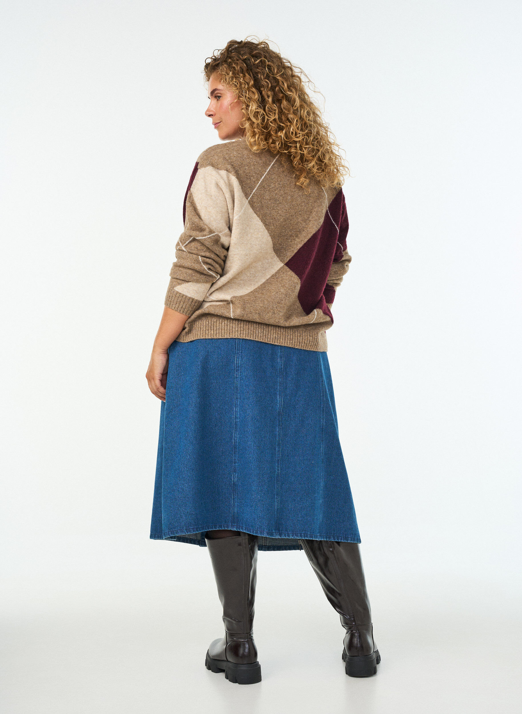 ZizziA-Linien-Jeansrock mit gewellter Knopfleiste, Blau, Model image number 1