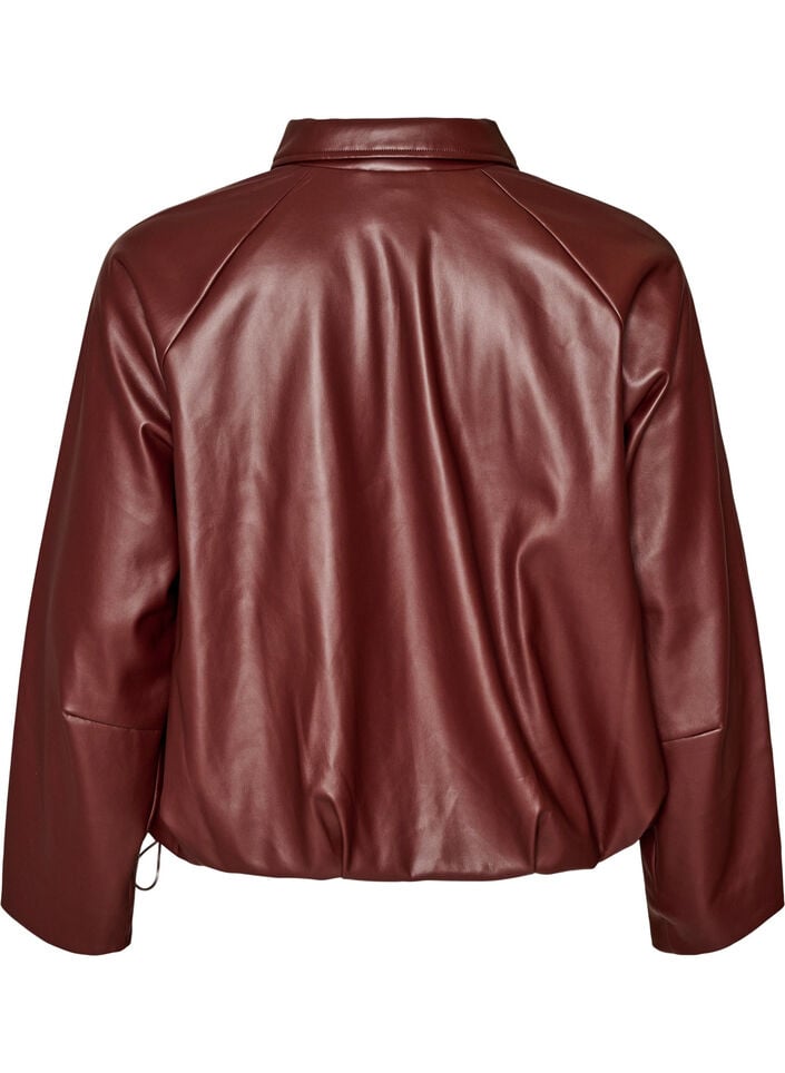 Bomberjacke aus Kunstleder mit Tunnelzug am Saum, Braun, Packshot