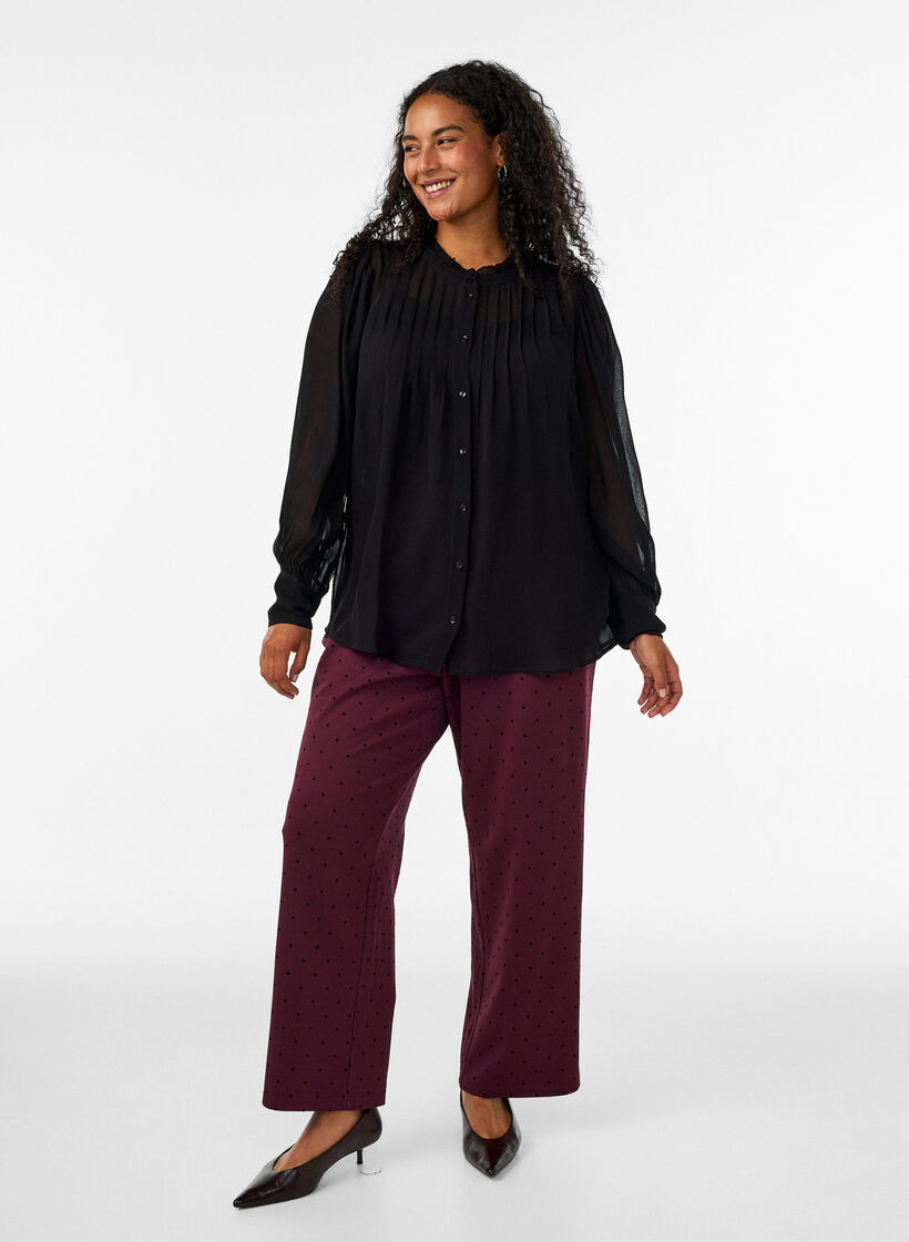 Gepunktete Hose mit hoher Taille und geraden Beinen, Rot, Model image number 0