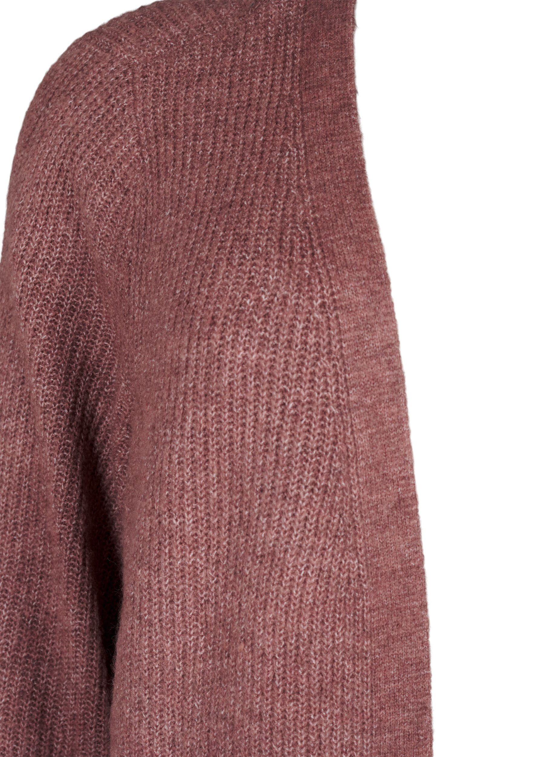 Zizzi FLASH - Gerippter Cardigan mit Schlitzen, Rose Brown Melange, Packshot image number 2