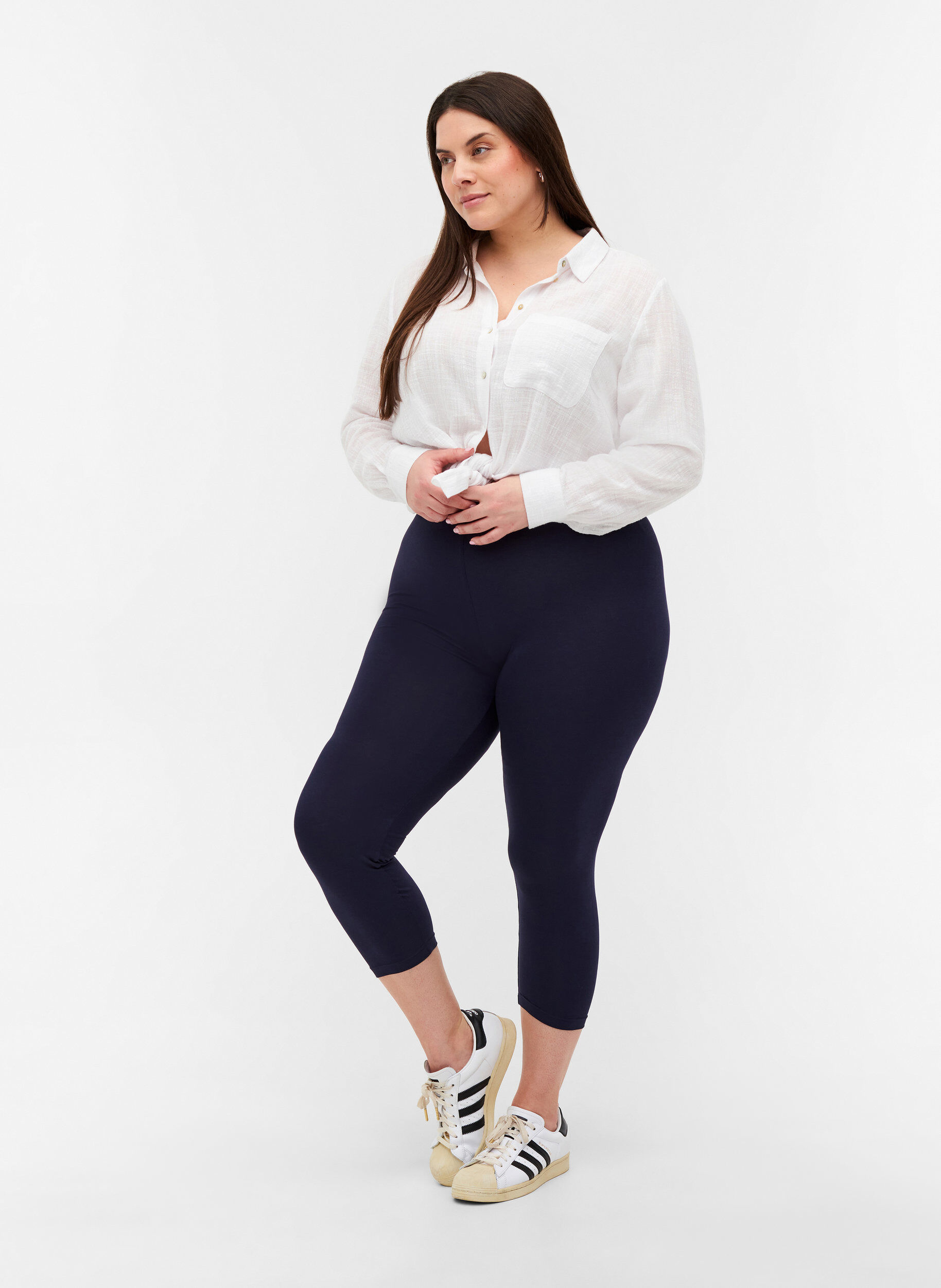 Zizzi Basic 3/4-Leggings , Night Sky, Model image number 0