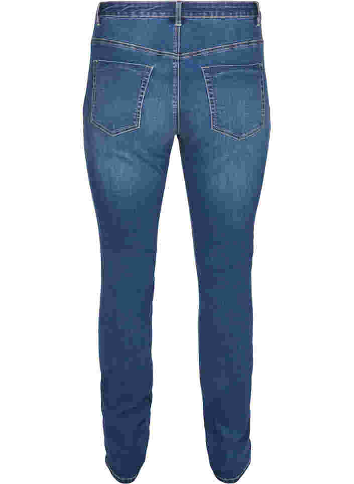Nille Jeans mit hoher Taille und Stickerei, Blue denim, Packshot image number 1