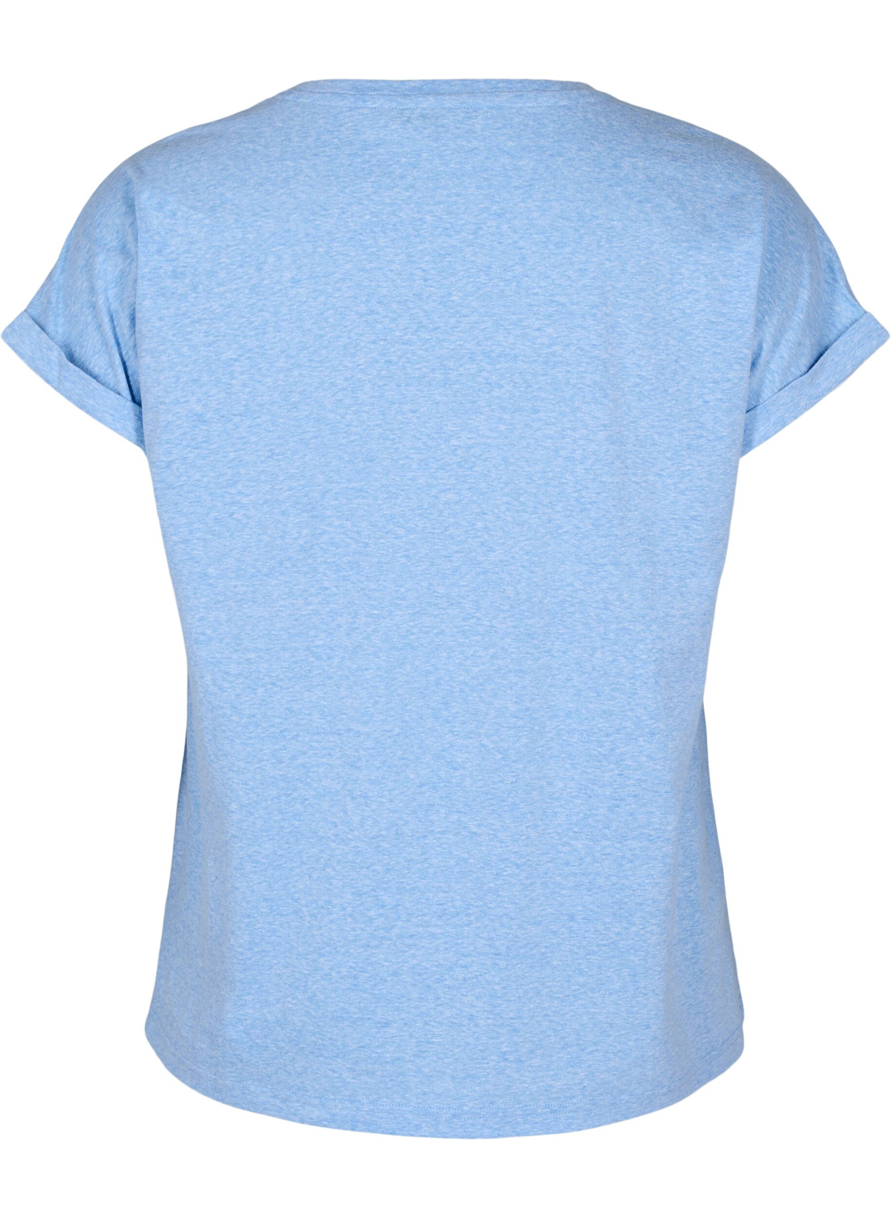 Zizzi Melange T-Shirt mit kurzen &Auml;rmeln, Blau, Packshot image number 1