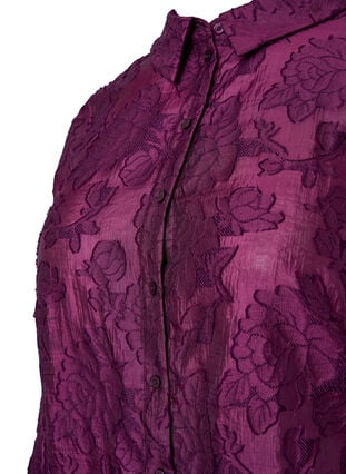 Langes Jacquard-Hemd, Dark Purple, Packshot image number 2