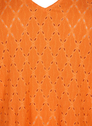 Bluse mit V-Ausschnitt und Lochmuster, Carrot, Packshot image number 2