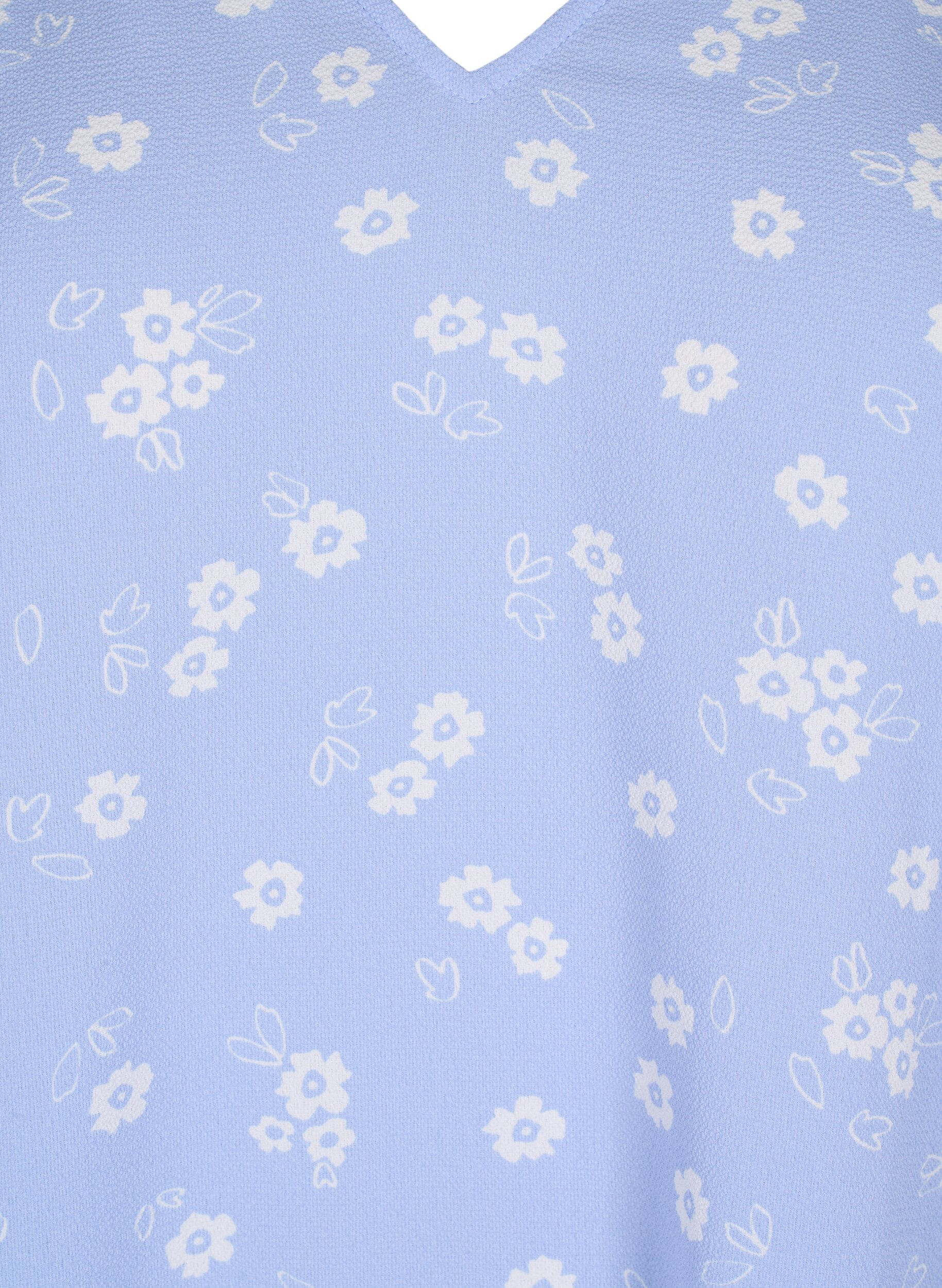 Zizzi Gebl&uuml;mtes Top mit V-Ausschnitt, Serenity Flower AOP, Packshot image number 2