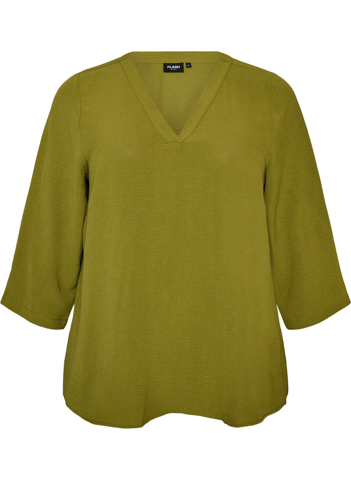 Bluse mit 3/4-&Auml;rmeln, Gr&uuml;n, Packshot image number 0