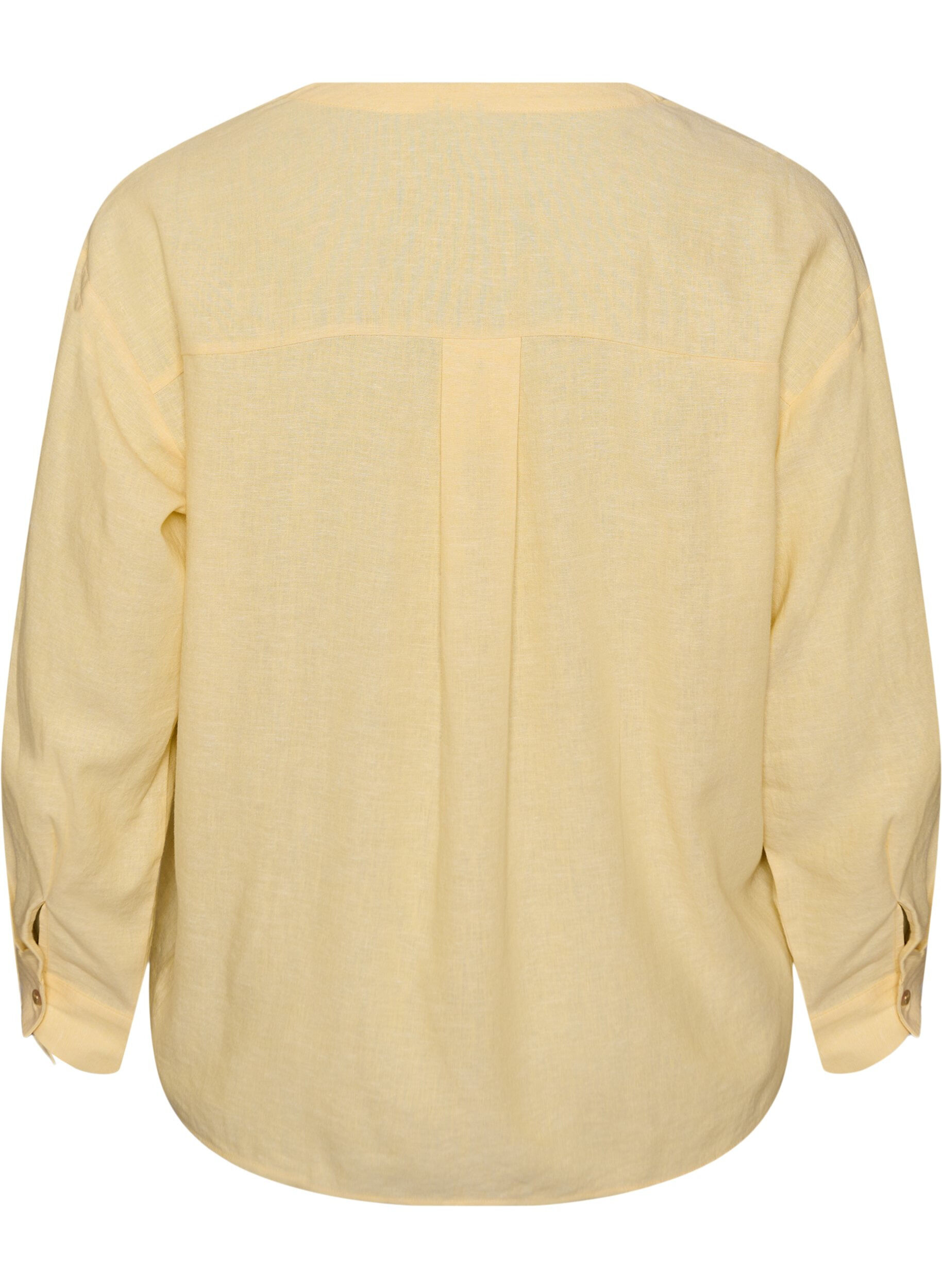 Zizzi Bluse aus Leinen und Viskose mit V-Ausschnitt, 1211, Packshot image number 1