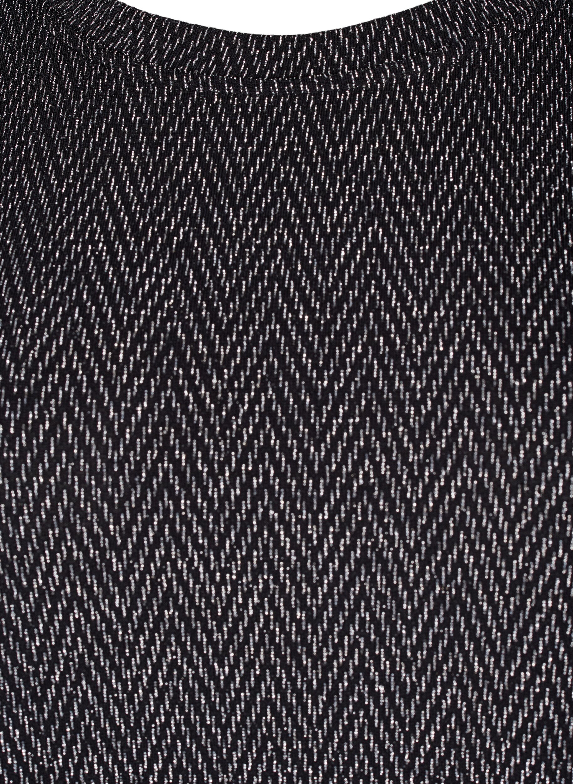 Zizzi Kleid mit Zickzackmuster und Glitzer, Silver ZigZagShimmer, Packshot image number 2