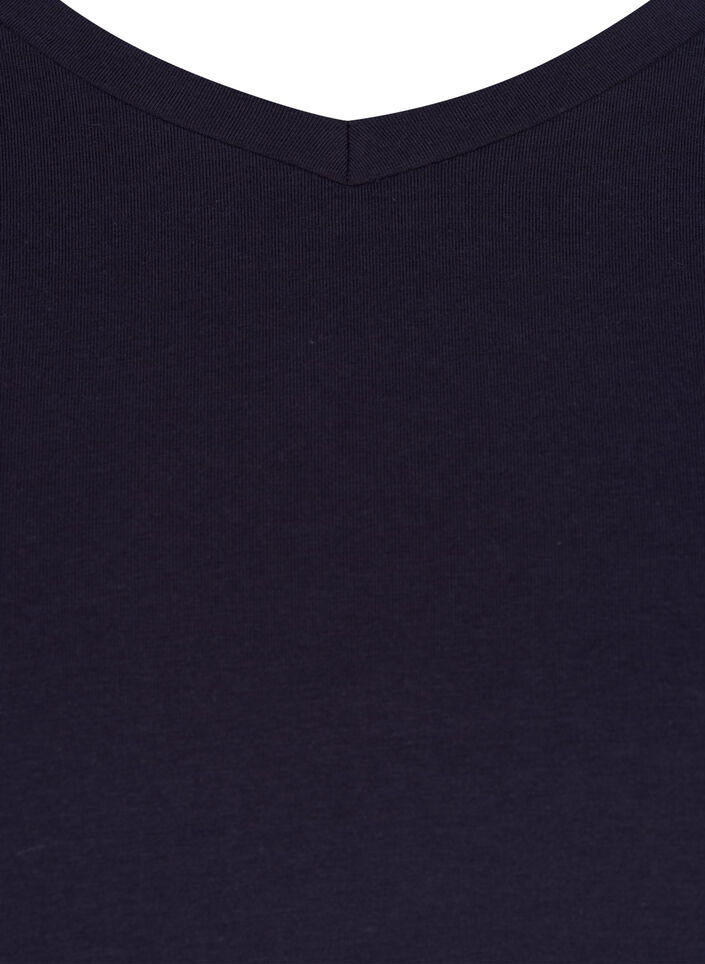 Einfarbiges basic T-Shirt aus Baumwolle, Blau, Packshot image number 2