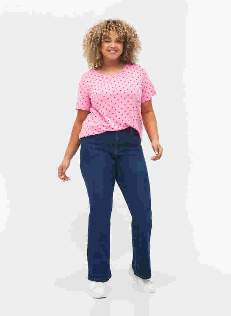 Gepunktetes T-Shirt aus Baumwolle, Prism Pink W. Dot, Model image number 2