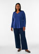 Bluse aus Jersey mit gerippter Struktur und A-Linien-Passform, Blau, Model image number 1