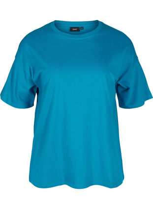 Kurzarm T-Shirt aus Baumwolle, Fjord Blue, Packshot image number 0