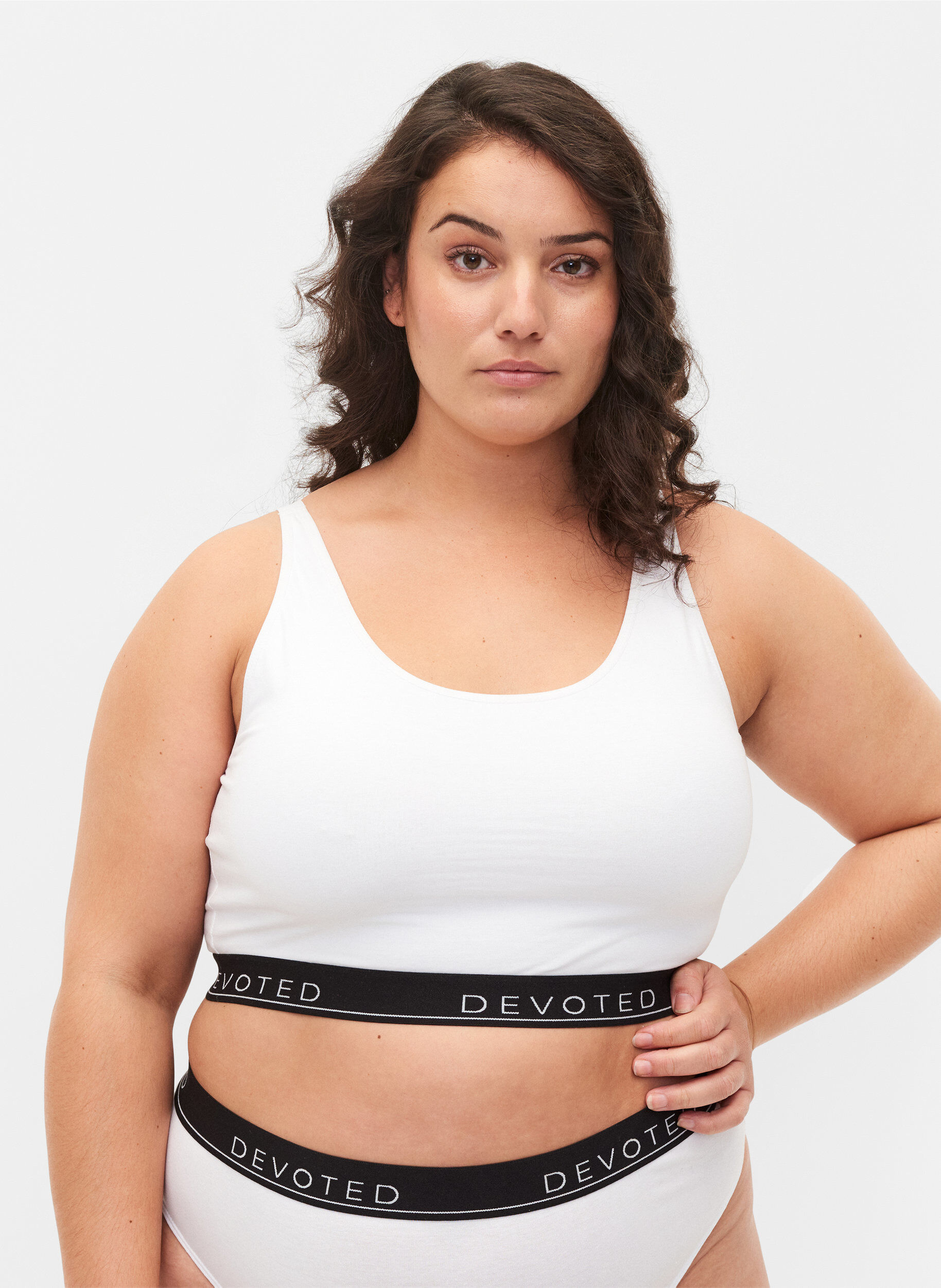 Zizzi BH aus Baumwolle mit verstellbaren Tr&auml;gern, Wei&szlig;, Model image number 0