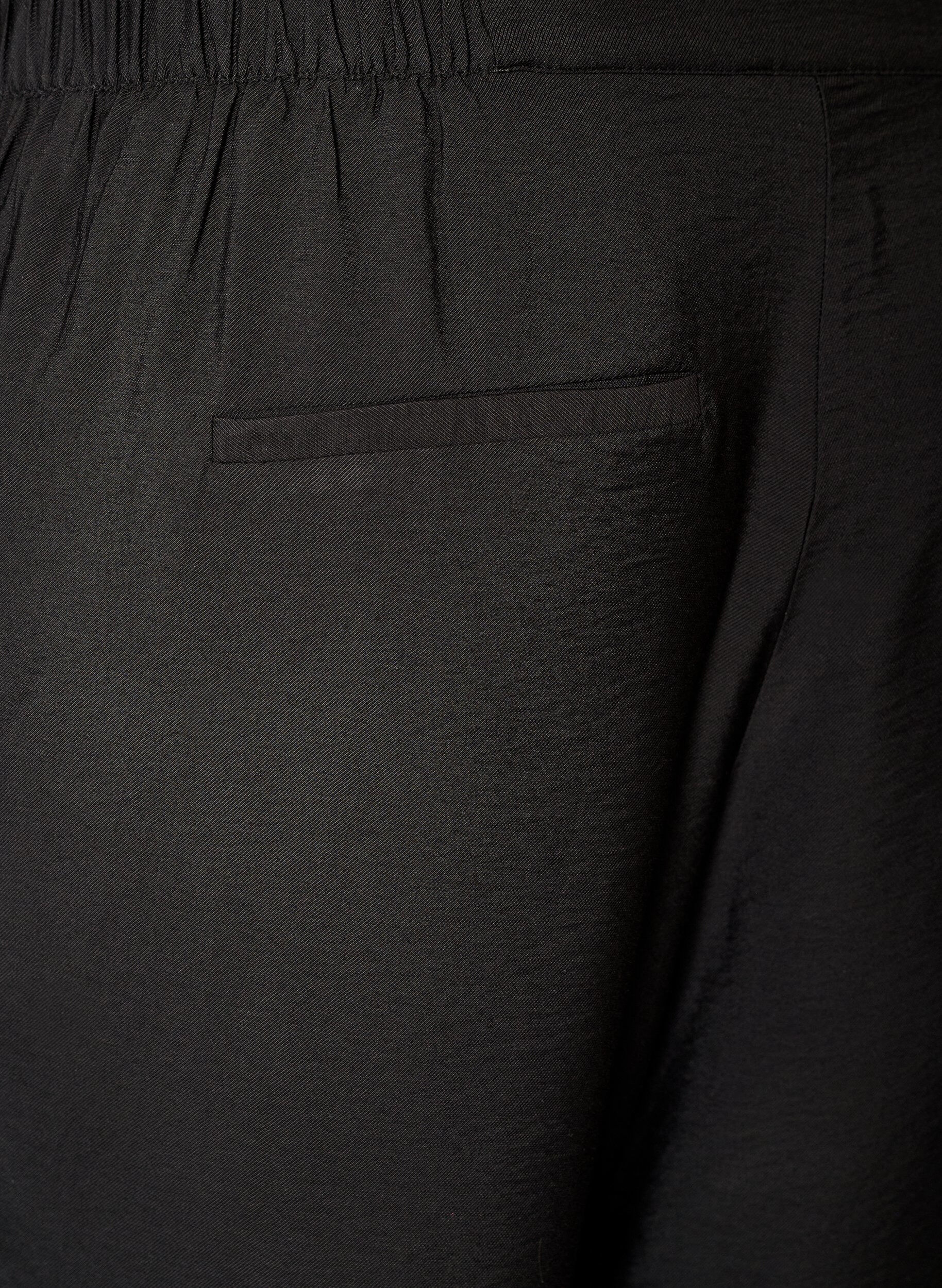 ZizziViskosehose mit elastischem Bund und geraden Beinen, Schwarz, Packshot image number 3