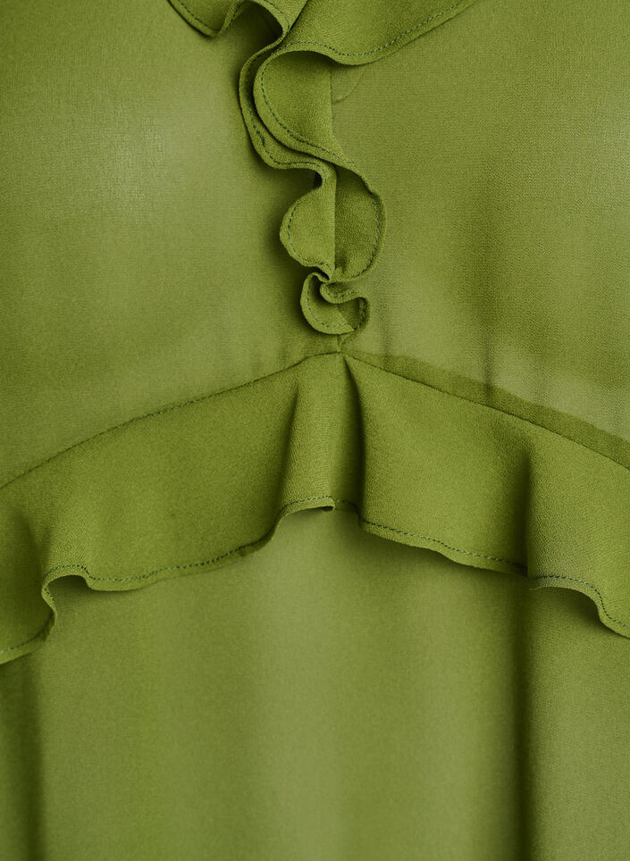 Leichtes Kleid mit R&uuml;schen und V-Ausschnitt, Gr&uuml;n, Packshot image number 2