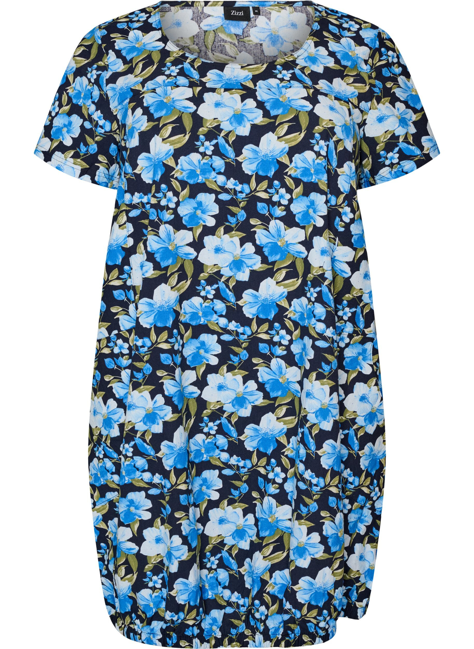 Kurzarm Baumwollkleid mit Print