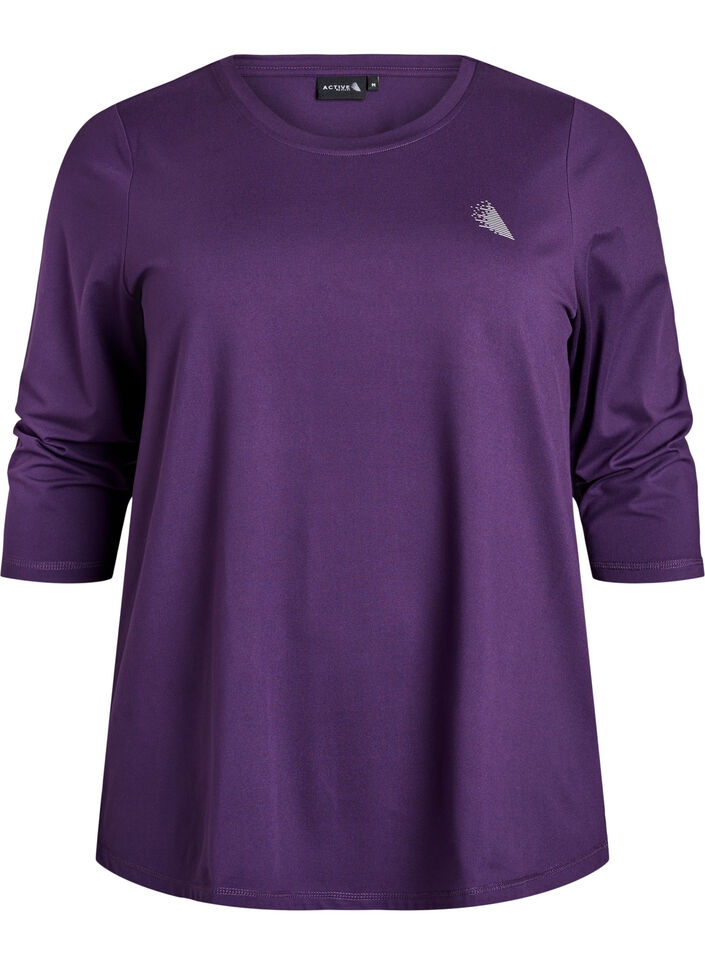 Trainingsshirt mit 3/4-&Auml;rmeln, Lila, Packshot image number 0