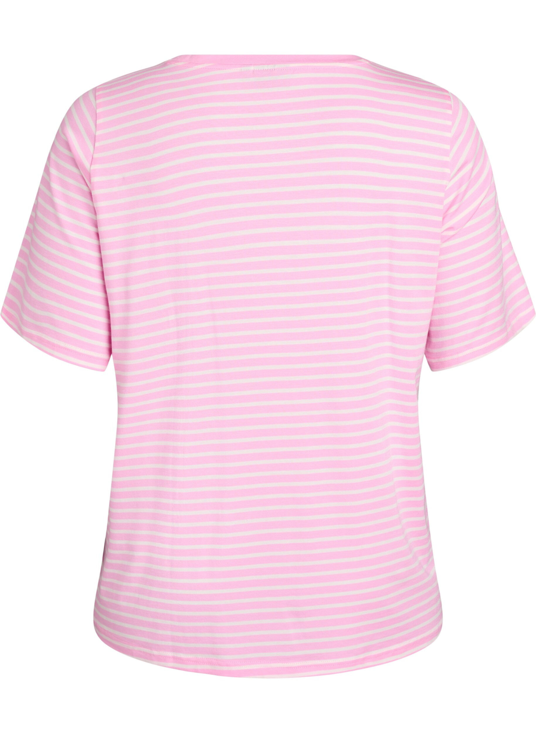 Zizzi T-Shirt mit TENCEL&trade; Lyocell und Streifen, Pink, Packshot image number 1