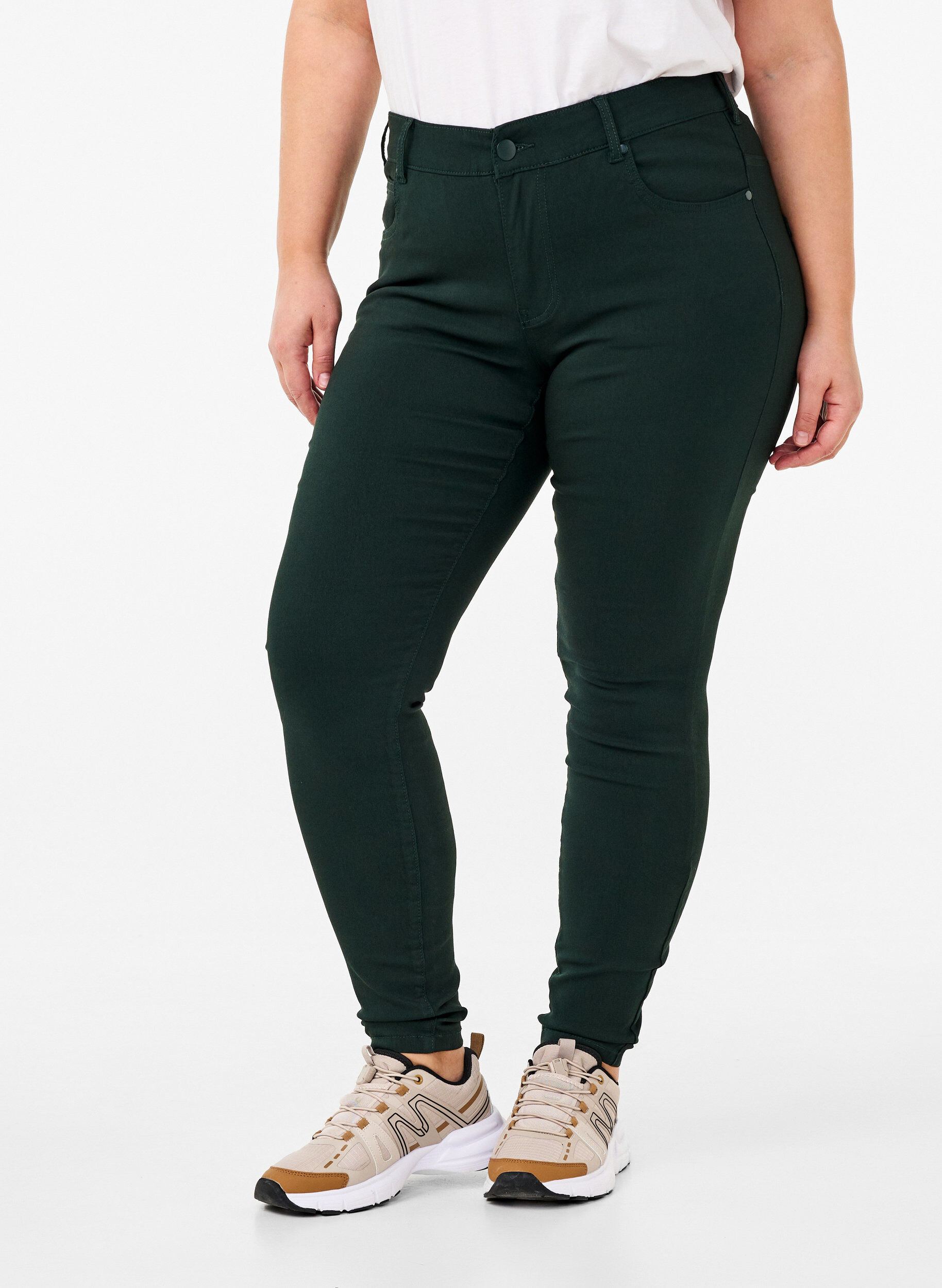 Zizzi Slim Fit Hose mit Hosentaschen, Gr&uuml;n, Model image number 2