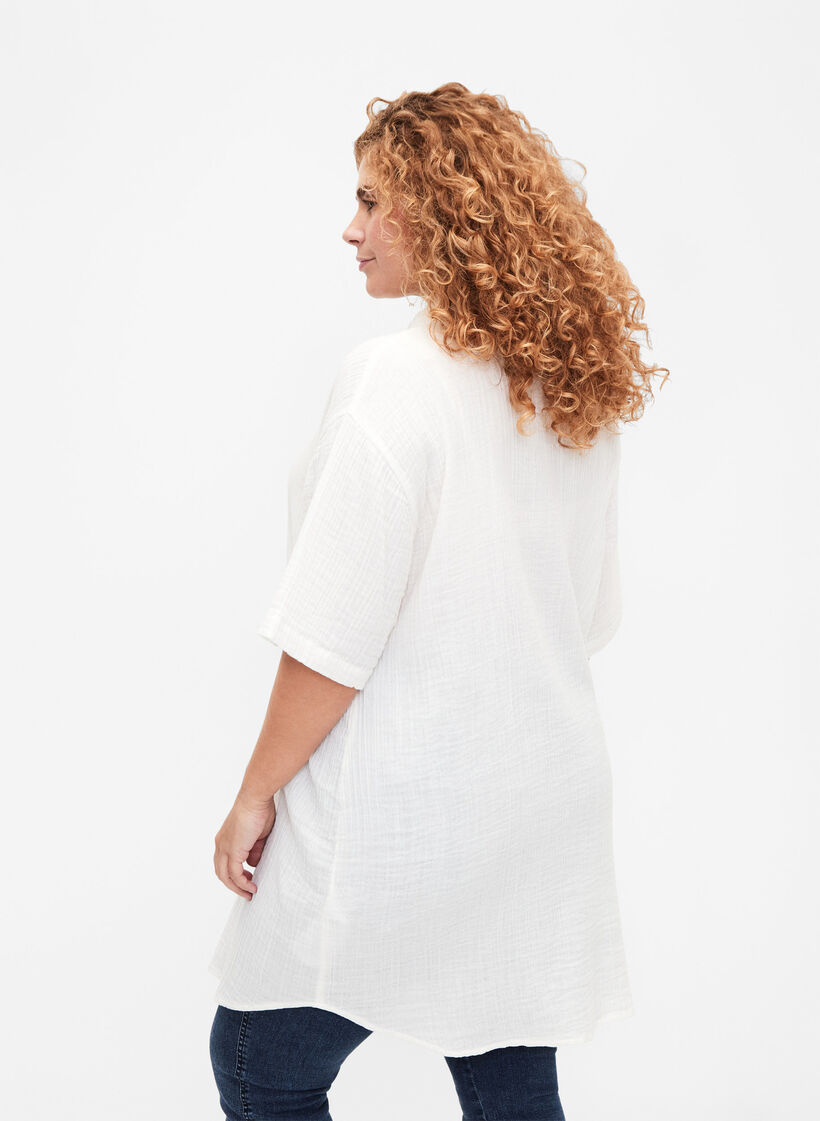 Kurzärmliges T-Shirt mit Knöpfen, Off-White, Model image number 1