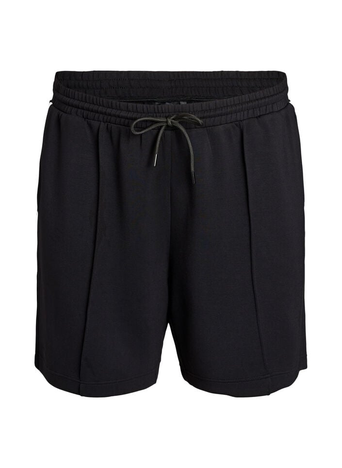 Hoch taillierte Shorts mit Streifendetails, Schwarz, Packshot image number 0