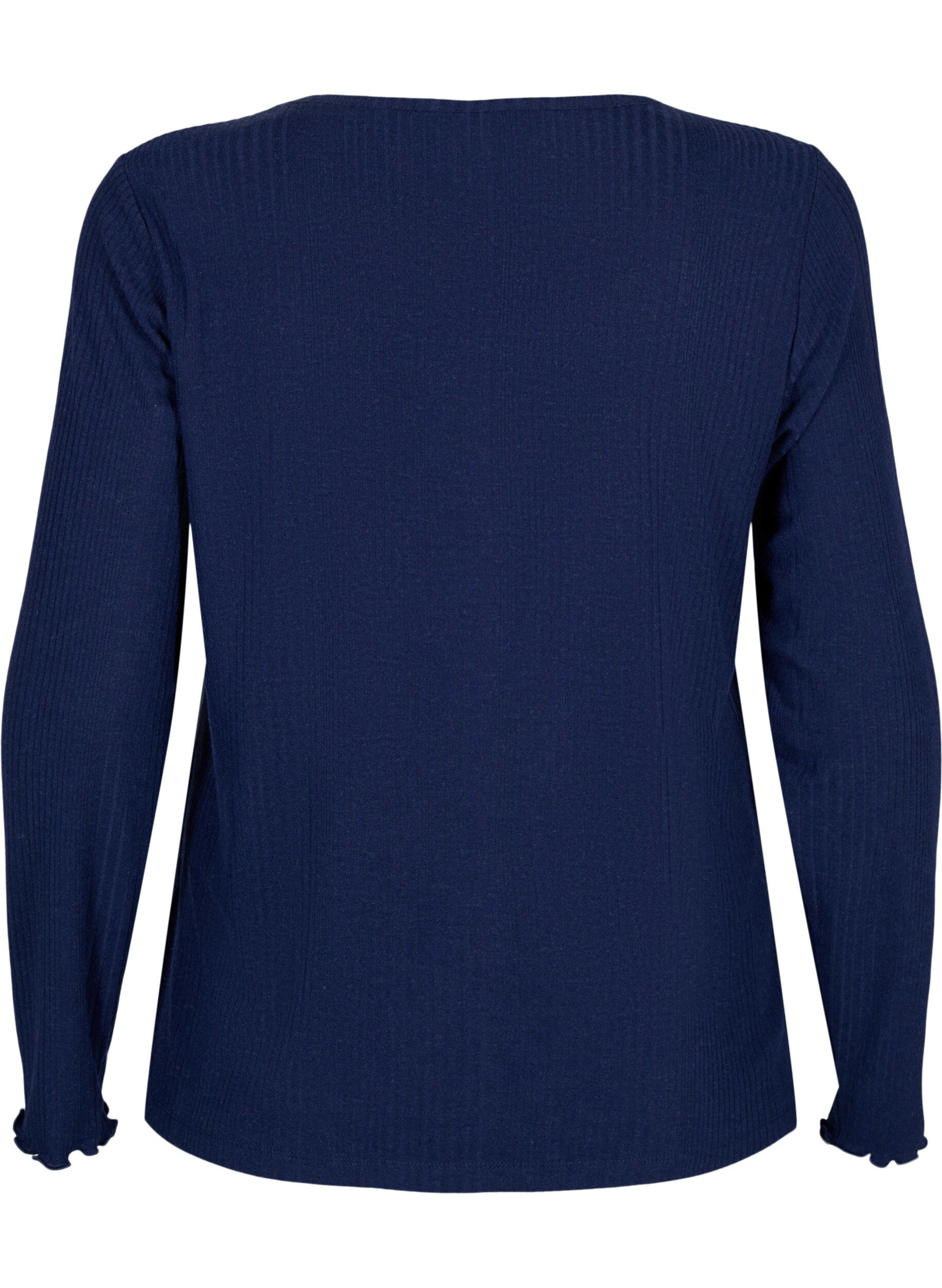 Zizzi  Lang&auml;rmelige Bluse mit Streifenmuster, Night Sky Mel., Packshot image number 1