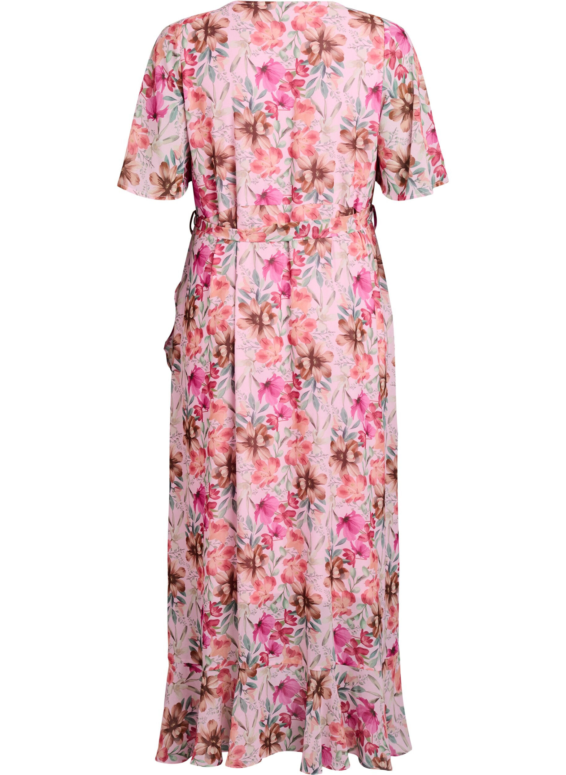 ZizziMaxikleid aus Chiffon mit V-Ausschnitt und R&uuml;schensaum, , Packshot image number 1