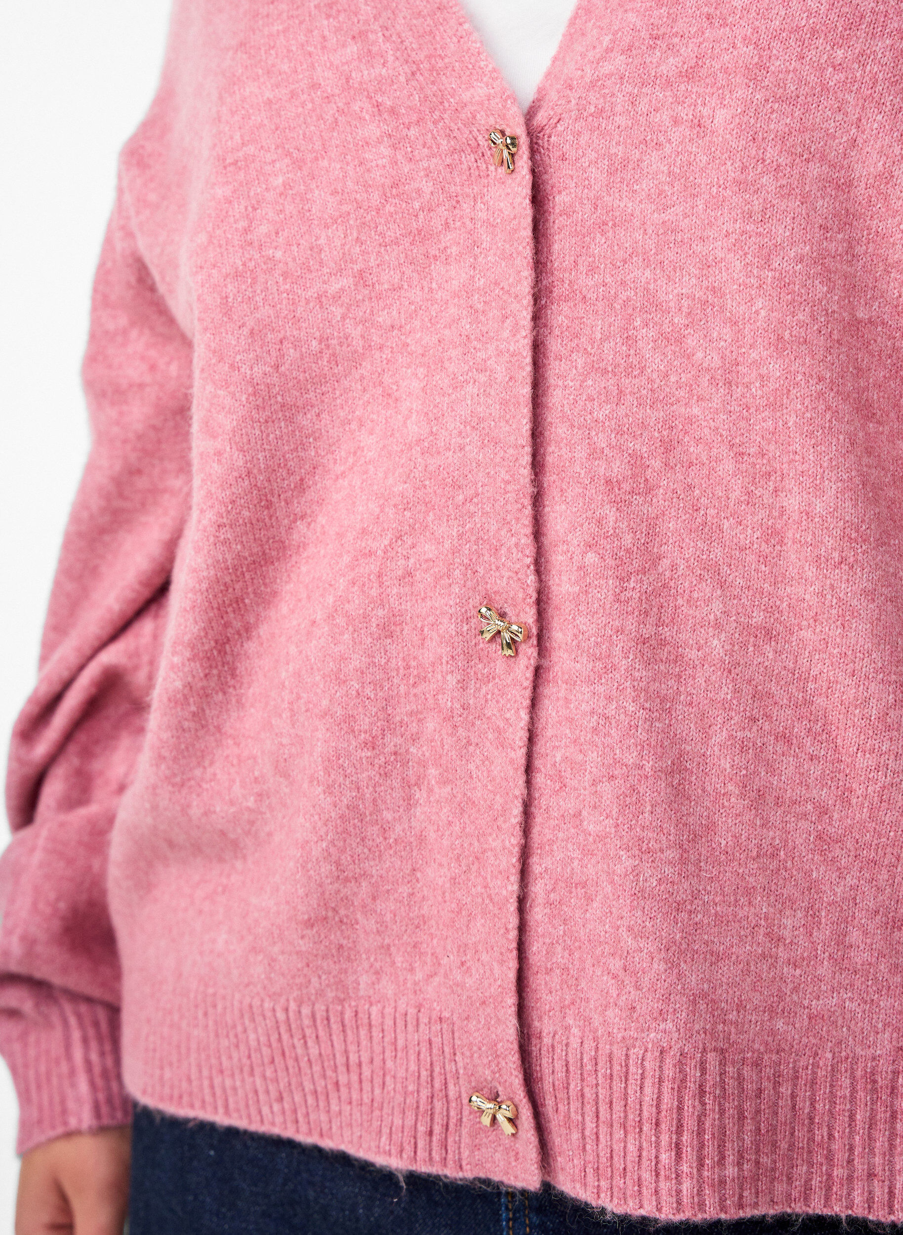 Zizzi Wollstrickjacke mit Schleifenkn&ouml;pfen, Rot, Model image number 3