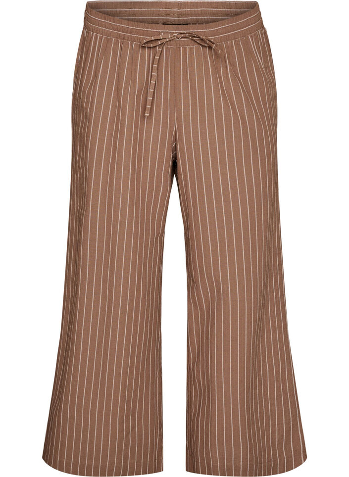 Lockere Hose mit hohem Bund und Taschen, Braun, Packshot image number 0