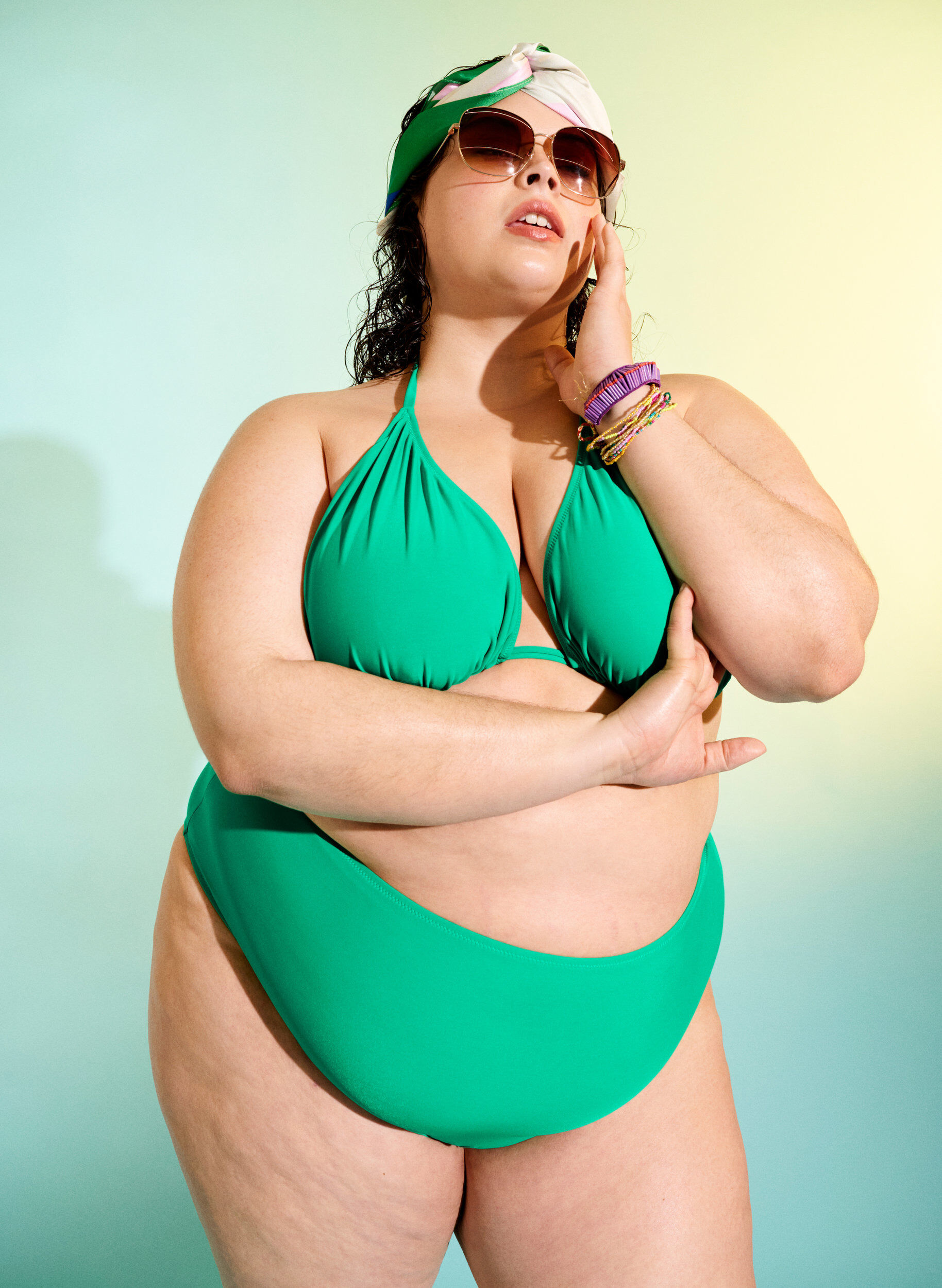 Zizzi Bikini-Unterteile mit hoher Taille, Gr&uuml;n, Image image number 0