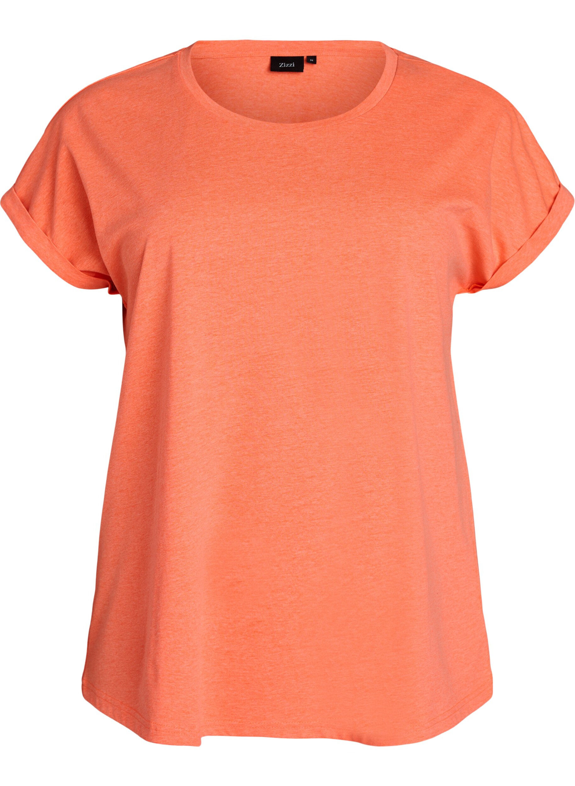 Zizzi Neonfarbenes T-Shirt aus Baumwolle, Orange, Packshot image number 0