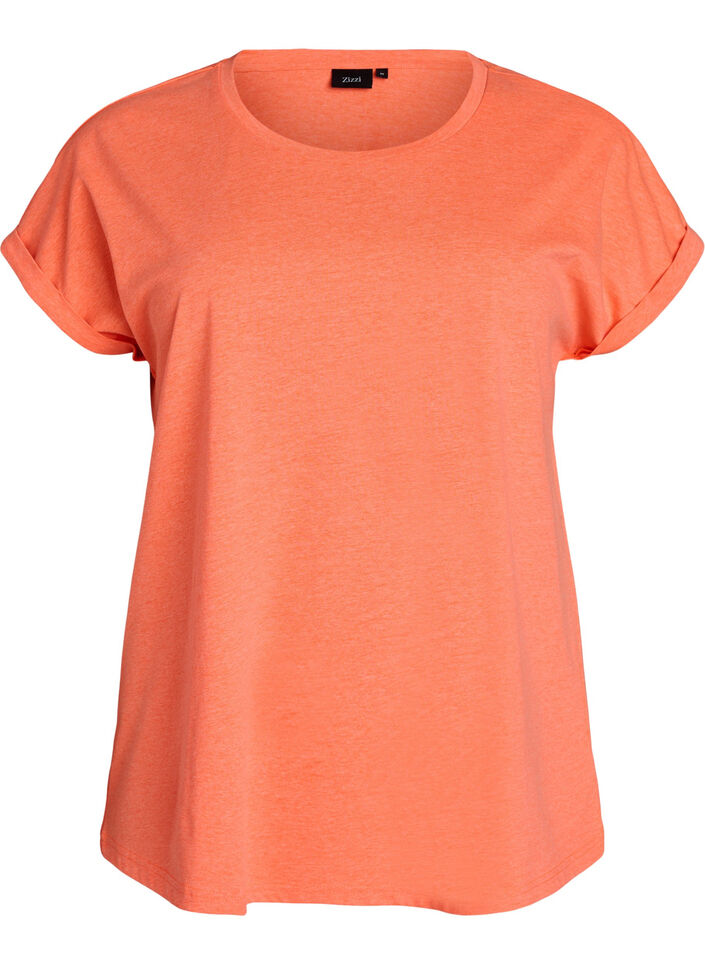 Neonfarbenes T-Shirt aus Baumwolle, Orange, Packshot image number 0