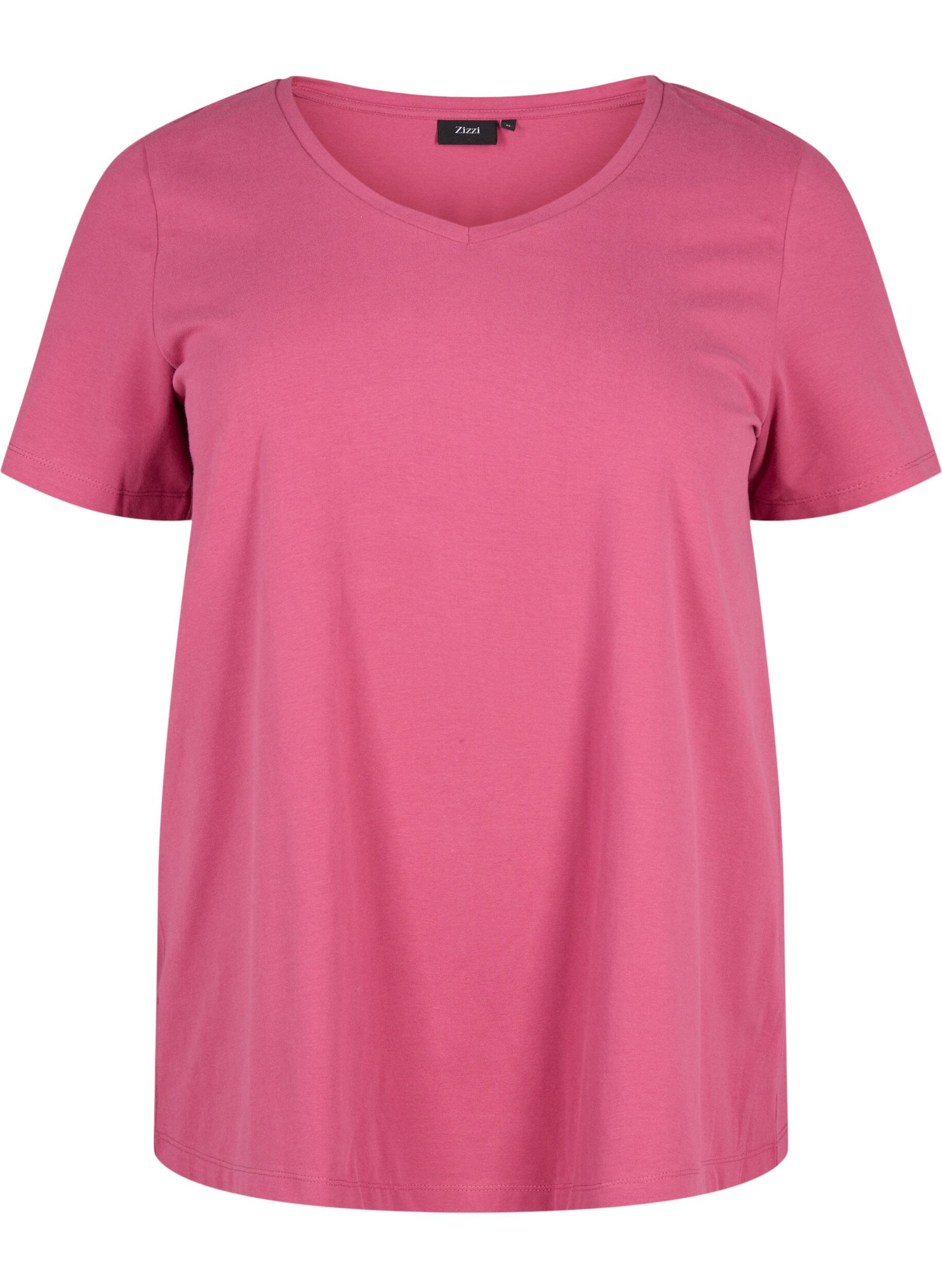 ZizziUnifarbenes Basic-T-Shirt aus Baumwolle, Rot, Packshot image number 0
