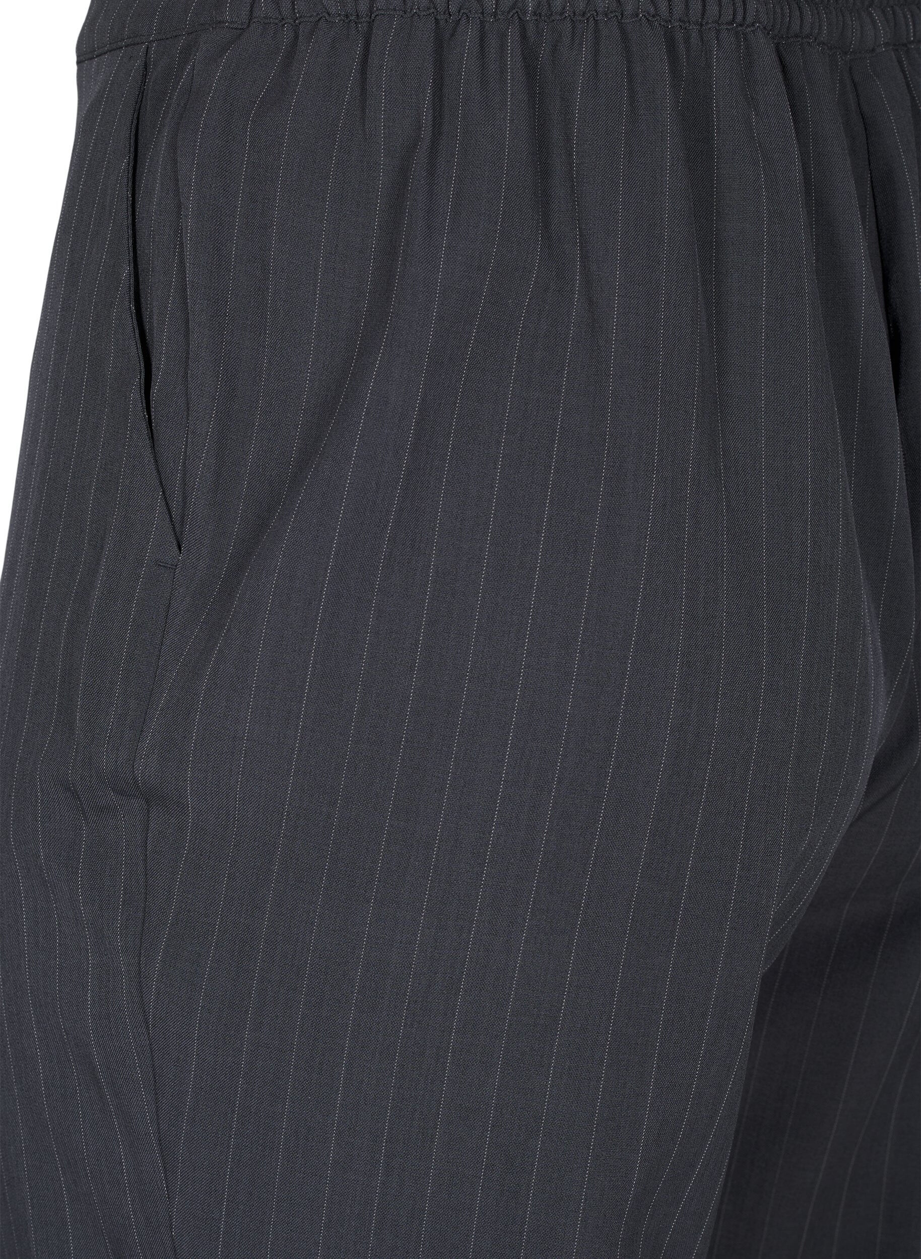 Zizzi FLASH - Lockere Hose mit Taschen, Dark Grey Mel Stripe, Packshot image number 3