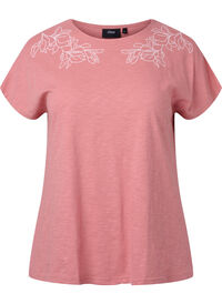 T-Shirt aus Baumwolle mit Blattprint