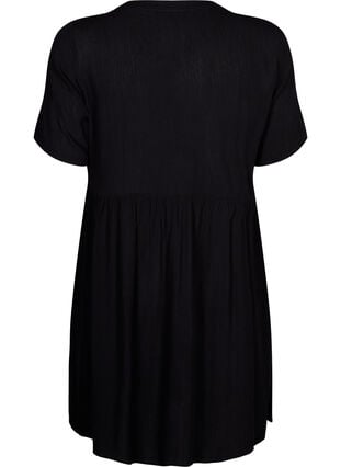 A-Linien-Kleid aus Viskose mit kurzen Ärmeln, Black, Packshot image number 1