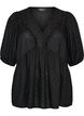 Bluse aus Viskose mit gepunkteter Struktur und V-Ausschnitt, Schwarz, Packshot image number 0