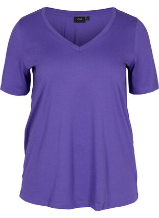 T-Shirt aus Bio-Baumwolle mit V-Ausschnitt, Ultra Violet, Packshot image number 0